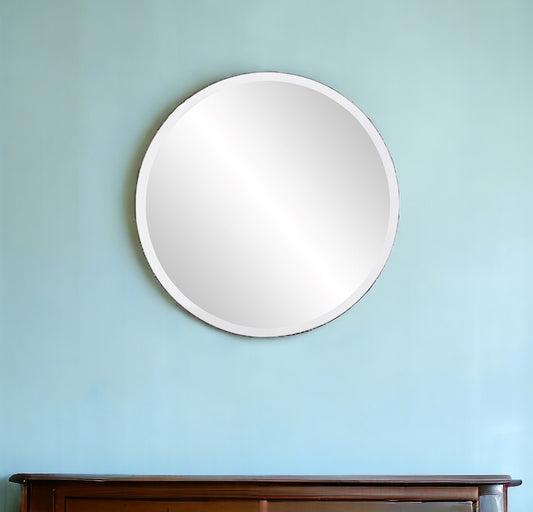 28" Gray Round Unframed Accent Mirror-0